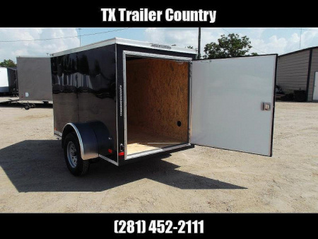 New 2026 Covered Wagon Trailers 5x8 Single Axle Cargo Trailer / Enclosed Trailer / Swing Door / LED's / .030 Black Semi-Screwless Exterior