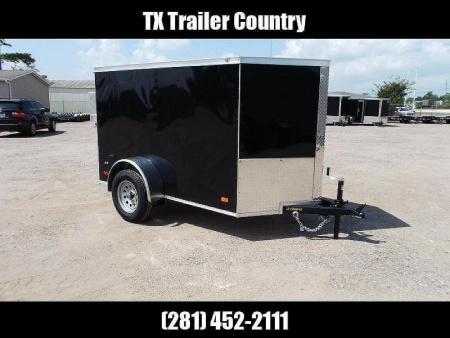 New 2026 Covered Wagon Trailers 5x8 Single Axle Cargo Trailer / Enclosed Trailer / Swing Door / LED's / .030 Black Semi-Screwless Exterior