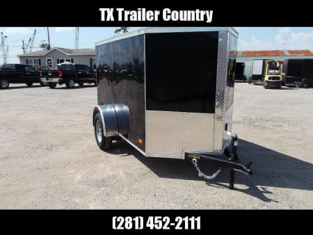 New 2026 Covered Wagon Trailers 5x8 Single Axle Cargo Trailer / Enclosed Trailer / Swing Door / LED's / .030 Black Semi-Screwless Exterior