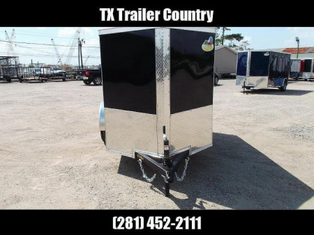 New 2026 Covered Wagon Trailers 5x8 Single Axle Cargo Trailer / Enclosed Trailer / Swing Door / LED's / .030 Black Semi-Screwless Exterior