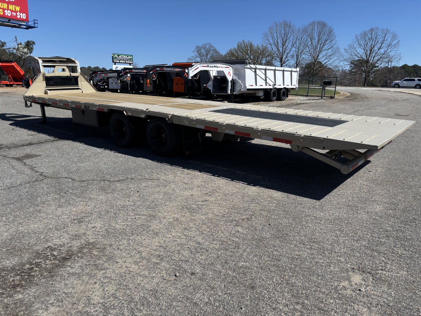 New 2026 RawMaxx HTX 102X32 Flatbed Trailer / SOLAR PANEL / WIRELESS REMOTE / 12" OC / 18 PLY TIRES / ELE./HYD. DISC BRAKES / 32K GVWR