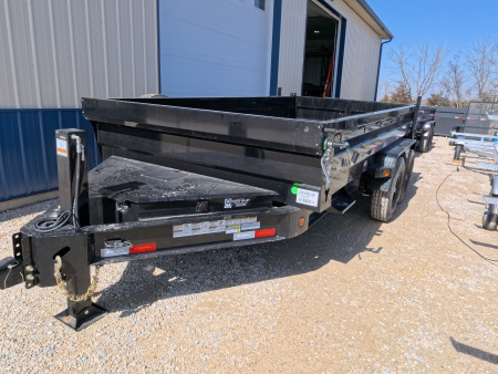 New 2026 Iron Bull 83 x 14 DWB Legendary Reserve Model 14K GVWR, 14 ply Tires, Hydraulic Jack, Scissor Lift, Aluminum Ramp, Matching Spare, Rear Supports and Solar Charger, Black Dump Trailer