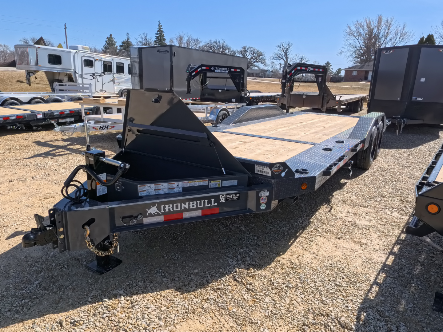 New 2026 Iron Bull 102 x 22 (16+6) Gray TWB Tilt Trailer, 16K GVWR, Fork Holders, 16 ply ST215 / 75 R 17.5 LRH Tires