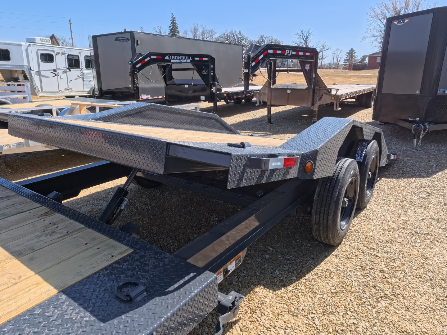 New 2026 Iron Bull 102 x 22 (16+6) Gray TWB Tilt Trailer, 16K GVWR, Fork Holders, 16 ply ST215 / 75 R 17.5 LRH Tires