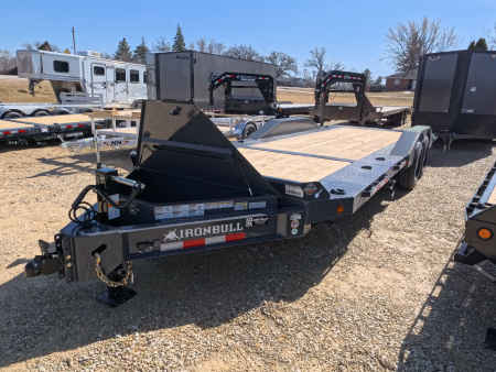 New 2026 Iron Bull 102 x 22 (16+6) Gray TWB Tilt Trailer, 16K GVWR, Fork Holders, 16 ply ST215 / 75 R 17.5 LRH Tires