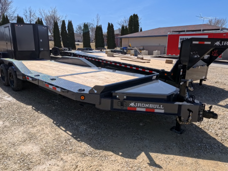 New 2026 Iron Bull 102 x 22 (16+6) Gray TWB Tilt Trailer, 16K GVWR, Fork Holders, 16 ply ST215 / 75 R 17.5 LRH Tires