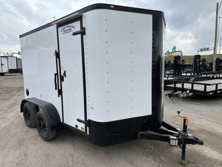 New 2026 Cargo Craft 7'x12' Elite V Nose Sport with ramp door & white/black out Cargo / Enclosed Trailer