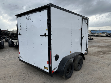 New 2026 Cargo Craft 7'x12' Elite V Nose Sport with ramp door & white/black out Cargo / Enclosed Trailer