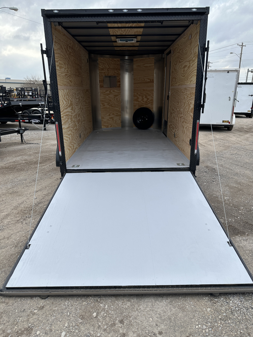 New 2025 Cargo Craft 7'x14'x7' Elite V Nose Sport in Charcoal Gray Black out, drings and ramp door Cargo / Enclosed Trailer