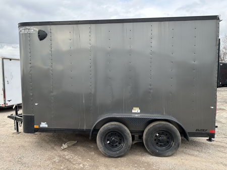 New 2025 Cargo Craft 7'x14'x7' Elite V Nose Sport in Charcoal Gray Black out, drings and ramp door Cargo / Enclosed Trailer