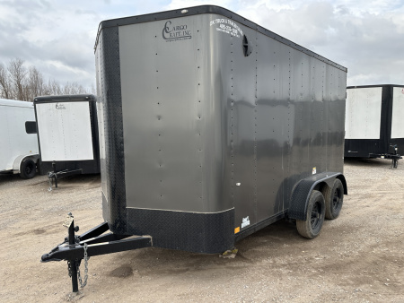 New 2025 Cargo Craft 7'x14'x7' Elite V Nose Sport in Charcoal Gray Black out, drings and ramp door Cargo / Enclosed Trailer