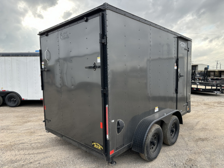New 2025 Cargo Craft 7'x14'x7' Elite V Nose Sport in Charcoal Gray Black out, drings and ramp door Cargo / Enclosed Trailer