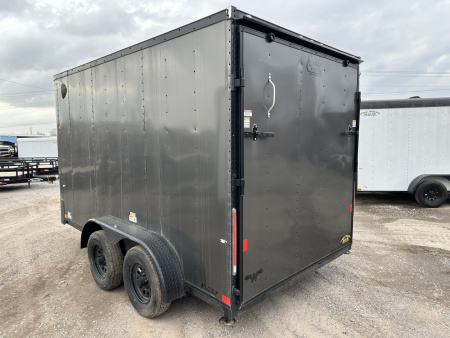 New 2025 Cargo Craft 7'x14'x7' Elite V Nose Sport in Charcoal Gray Black out, drings and ramp door Cargo / Enclosed Trailer