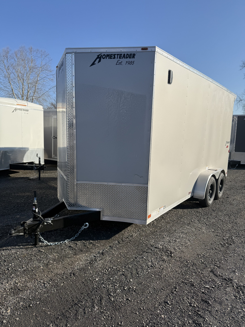 New 2026 Homesteader 7x16IH V-Nose - 7'6" Interior - SILVER - REAR SPOILER ATV/UTV HEIGHT