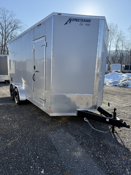 New 2026 Homesteader 7x16IH V-Nose - 7'6  Interior - SILVER - REAR SPOILER ATV/UTV HEIGHT