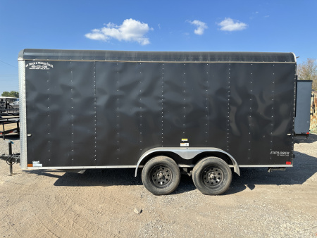 Used 2022 Cargo Craft 7'x16'x6'6" Explorer Package, Ramp door & Black Cargo / Enclosed Trailer