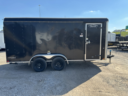 Used 2022 Cargo Craft 7'x16'x6'6" Explorer Package, Ramp door & Black Cargo / Enclosed Trailer