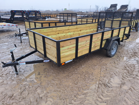 New 2026 AMO 76x14' High Woodside Utility Trailer W/ Spring Assist Gate and Led Lights
