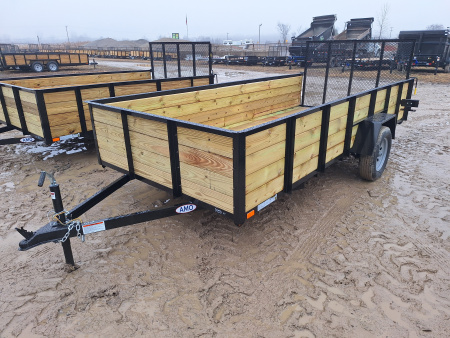 New 2026 AMO 76x14' High Woodside Utility Trailer W/ Spring Assist Gate and Led Lights