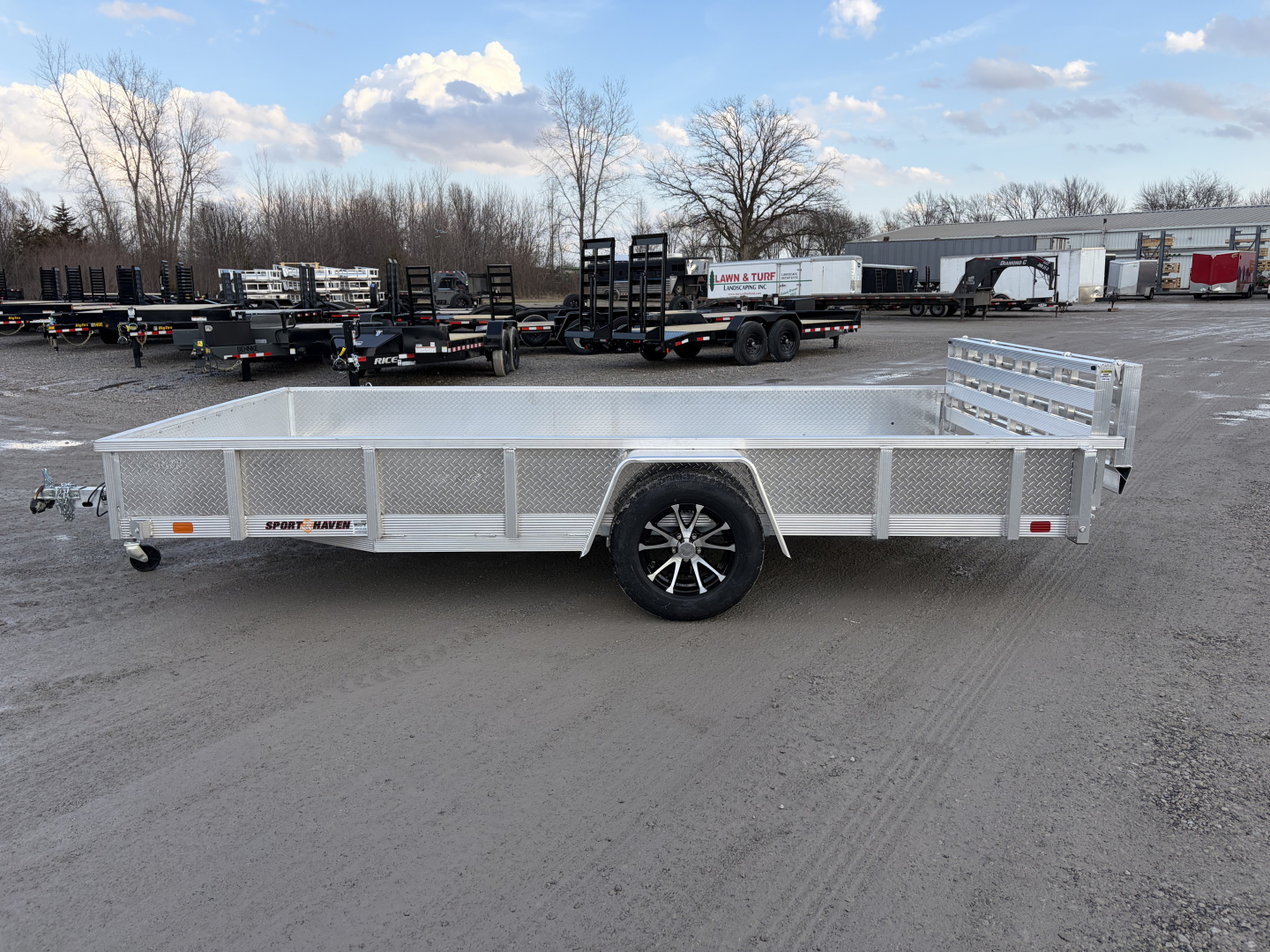 New 2026 SPORT HAVEN AUT714D (7' X 14') 2.9K Aluminum Utility Trailer w/ ATP Sides