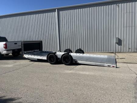 Used 2023 Futura Trailers Anodized Aluminum Lowering Pro Sport 19'8 x81  w/ Winch, Rock Guard, Tie-Downs and Spare Tire Car / Racing Trailer