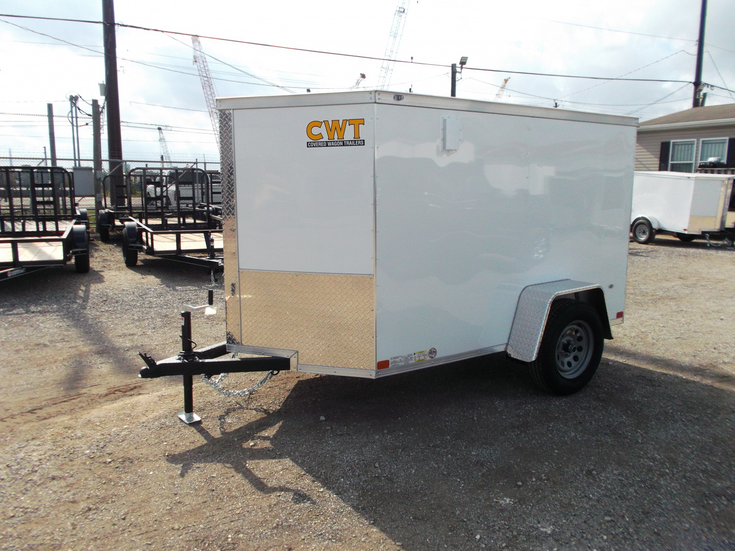 New 2026 Covered Wagon Trailers 5x8 Cargo Trailer / Enclosed Trailer / Ramp / LED's / .030 White Semi-Screwless Exterior / Bed Lined Tongue and Frame
