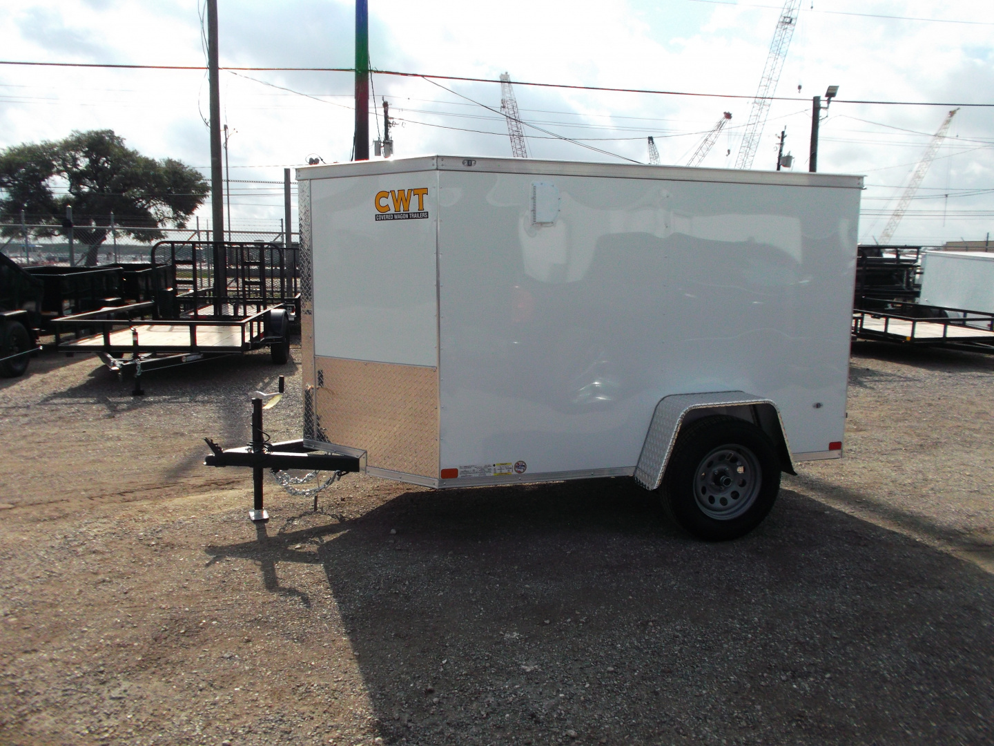 New 2026 Covered Wagon Trailers 5x8 Cargo Trailer / Enclosed Trailer / Ramp / LED's / .030 White Semi-Screwless Exterior / Bed Lined Tongue and Frame