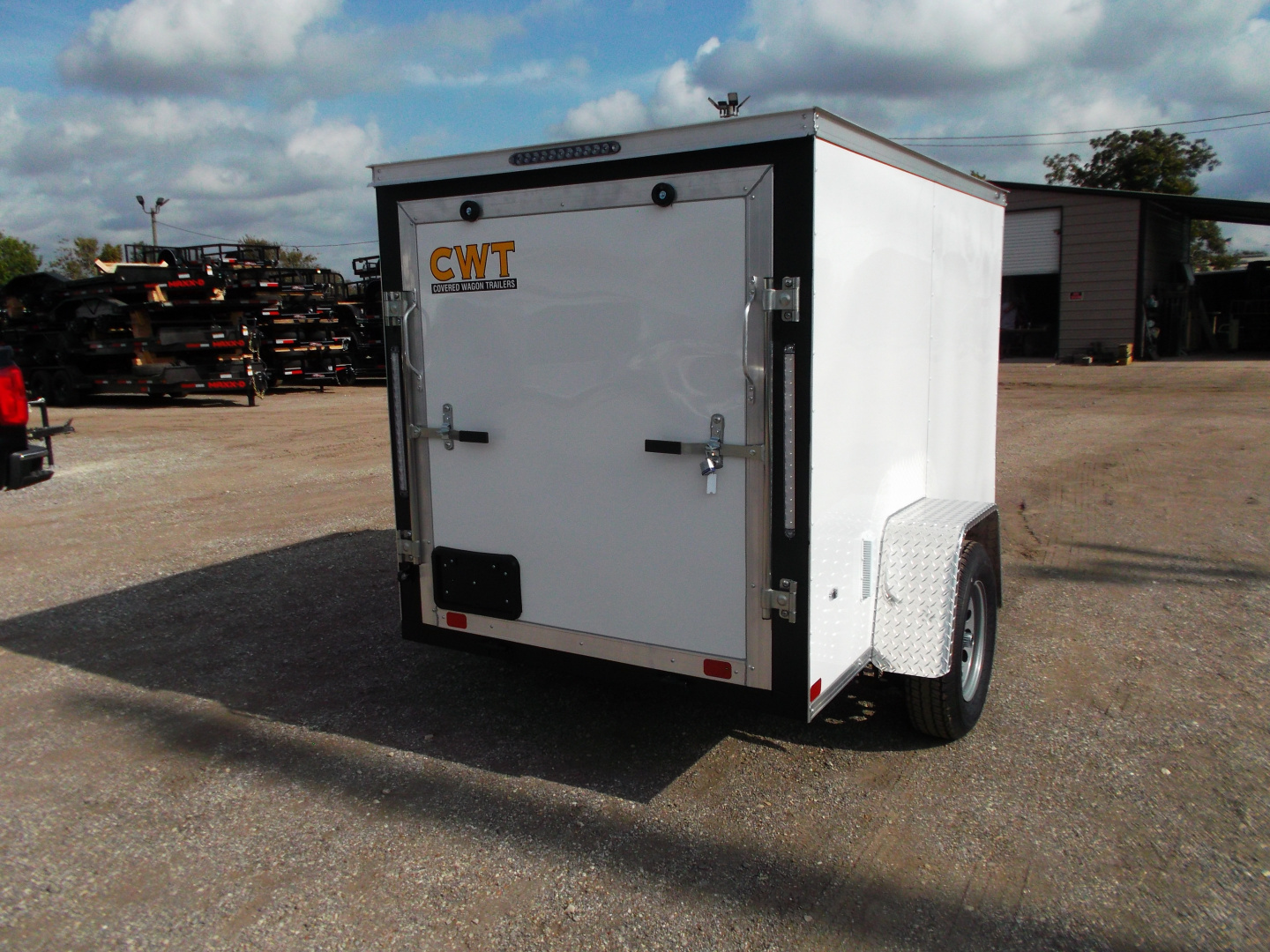 New 2026 Covered Wagon Trailers 5x8 Cargo Trailer / Enclosed Trailer / Ramp / LED's / .030 White Semi-Screwless Exterior / Bed Lined Tongue and Frame