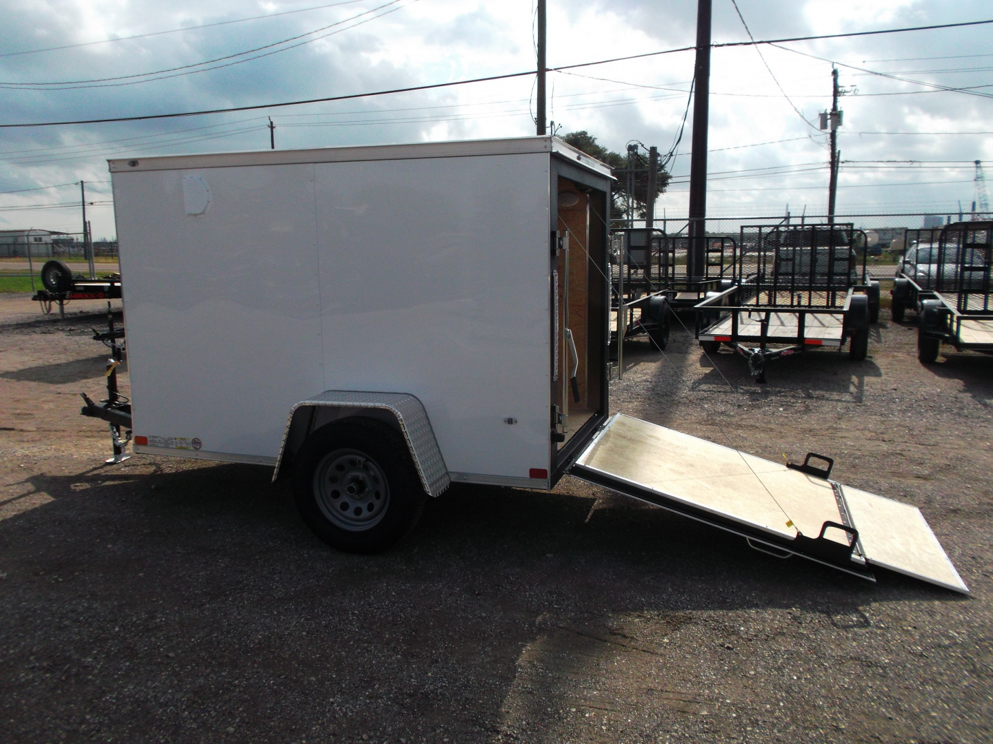 New 2026 Covered Wagon Trailers 5x8 Cargo Trailer / Enclosed Trailer / Ramp / LED's / .030 White Semi-Screwless Exterior / Bed Lined Tongue and Frame