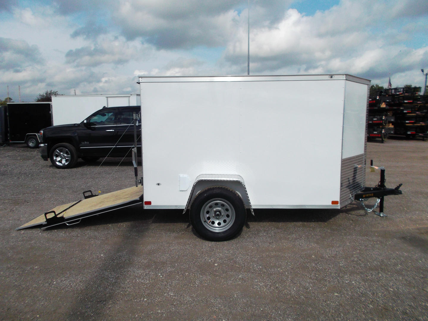 New 2026 Covered Wagon Trailers 5x8 Cargo Trailer / Enclosed Trailer / Ramp / LED's / .030 White Semi-Screwless Exterior / Bed Lined Tongue and Frame
