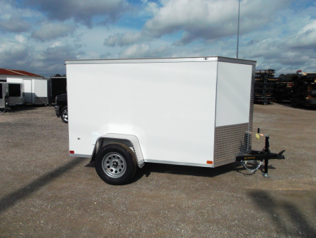 New 2026 Covered Wagon Trailers 5x8 Cargo Trailer / Enclosed Trailer / Ramp / LED's / .030 White Semi-Screwless Exterior / Bed Lined Tongue and Frame