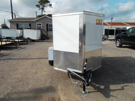 New 2026 Covered Wagon Trailers 5x8 Cargo Trailer / Enclosed Trailer / Ramp / LED's / .030 White Semi-Screwless Exterior / Bed Lined Tongue and Frame