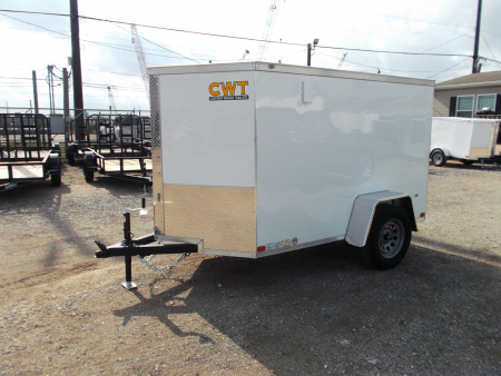 New 2026 Covered Wagon Trailers 5x8 Cargo Trailer / Enclosed Trailer / Ramp / LED's / .030 White Semi-Screwless Exterior / Bed Lined Tongue and Frame