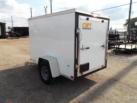 New 2026 Covered Wagon Trailers 5x8 Cargo Trailer / Enclosed Trailer / Ramp / LED's / .030 White Semi-Screwless Exterior / Bed Lined Tongue and Frame