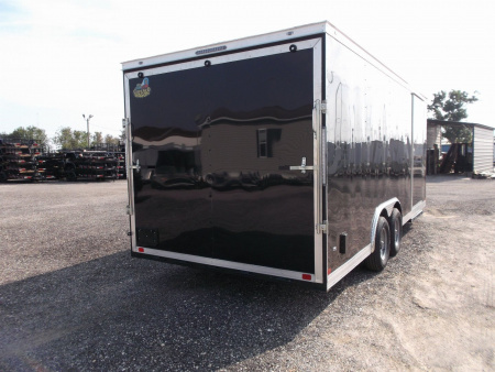 New 2026 Covered Wagon Trailers 8.5x20 Cargo / Enclosed Trailer / 7ft Interior / 5200# Axles / 48" RV Side Door / 60" Triple Tube Tongue / .080 Black Poly Core Semi Screwless Exterior / Extra Wide Ramp