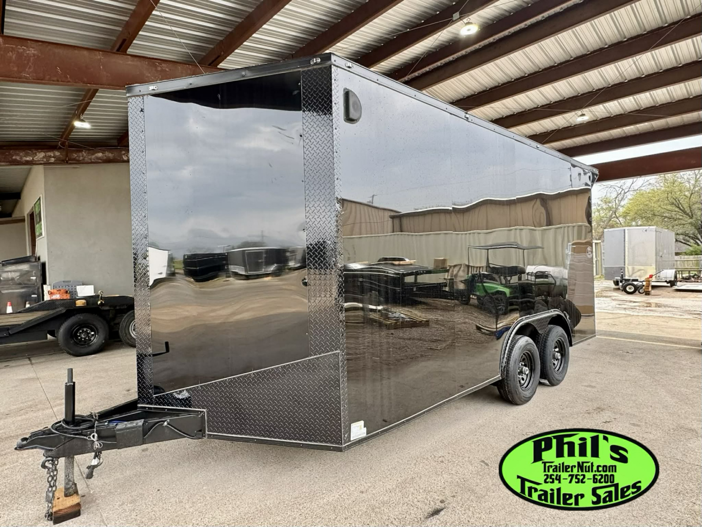 New ONLY 1 AT THIS PRICE! 8.5X16 BLACKOUT TRAILER Cargo / Enclosed Trailer REAR WING UPGRADED .080 EXTERIOR