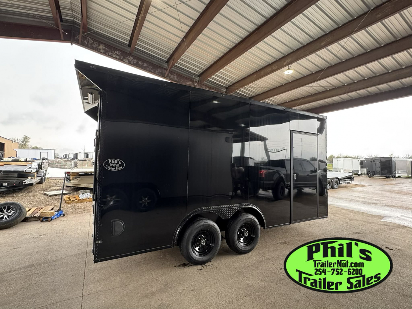 New ONLY 1 AT THIS PRICE! 8.5X16 BLACKOUT TRAILER Cargo / Enclosed Trailer REAR WING UPGRADED .080 EXTERIOR