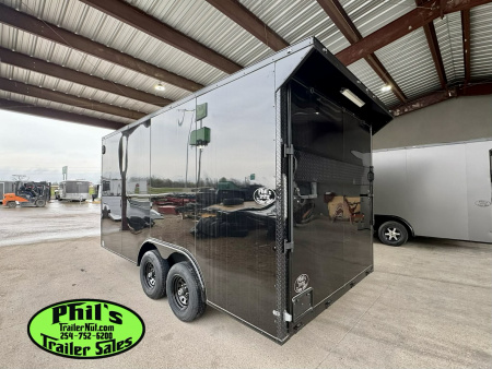 New ONLY 1 AT THIS PRICE! 8.5X16 BLACKOUT TRAILER Cargo / Enclosed Trailer REAR WING UPGRADED .080 EXTERIOR