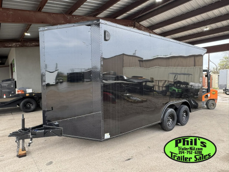 New ONLY 1 AT THIS PRICE! 8.5X16 BLACKOUT TRAILER Cargo / Enclosed Trailer REAR WING UPGRADED .080 EXTERIOR