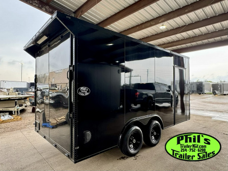 New ONLY 1 AT THIS PRICE! 8.5X16 BLACKOUT TRAILER Cargo / Enclosed Trailer REAR WING UPGRADED .080 EXTERIOR