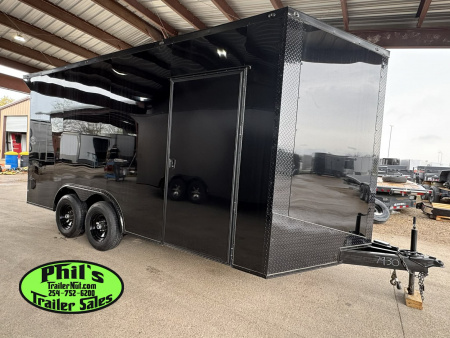 New ONLY 1 AT THIS PRICE! 8.5X16 BLACKOUT TRAILER Cargo / Enclosed Trailer REAR WING UPGRADED .080 EXTERIOR