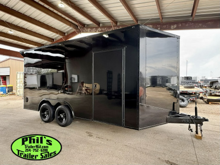 New ONLY 1 AT THIS PRICE! 8.5X16 BLACKOUT TRAILER Cargo / Enclosed Trailer REAR WING UPGRADED .080 EXTERIOR