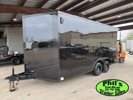 New ONLY 1 AT THIS PRICE! 8.5X16 BLACKOUT TRAILER Cargo / Enclosed Trailer REAR WING UPGRADED .080 EXTERIOR