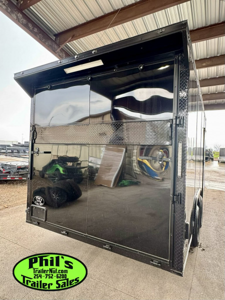 New ONLY 1 AT THIS PRICE! 8.5X16 BLACKOUT TRAILER Cargo / Enclosed Trailer REAR WING UPGRADED .080 EXTERIOR