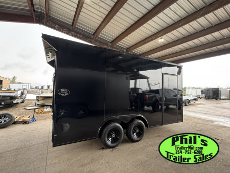 New ONLY 1 AT THIS PRICE! 8.5X16 BLACKOUT TRAILER Cargo / Enclosed Trailer REAR WING UPGRADED .080 EXTERIOR