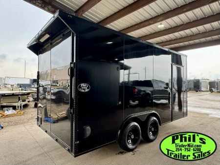New ONLY 1 AT THIS PRICE! 8.5X16 BLACKOUT TRAILER Cargo / Enclosed Trailer REAR WING UPGRADED .080 EXTERIOR