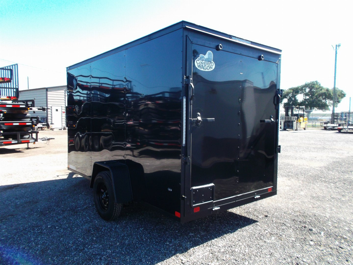 New 2026 Covered Wagon Trailers 6x12 Cargo / Enclosed Trailer / 6'6" Interior Height / Extra Wide Ramp Gate / RV Side Door / .080 Black Poly Core / Black Out Package