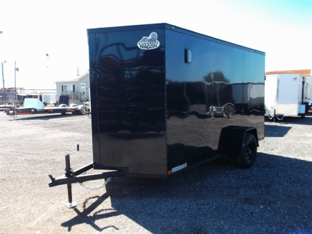 New 2026 Covered Wagon Trailers 6x12 Cargo / Enclosed Trailer / 6'6  Interior Height / Extra Wide Ramp Gate / RV Side Door / .080 Black Poly Core / Black Out Package