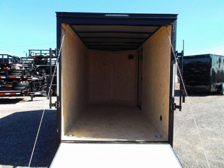 New 2026 Covered Wagon Trailers 6x12 Cargo / Enclosed Trailer / 6'6" Interior Height / Extra Wide Ramp Gate / RV Side Door / .080 Black Poly Core / Black Out Package