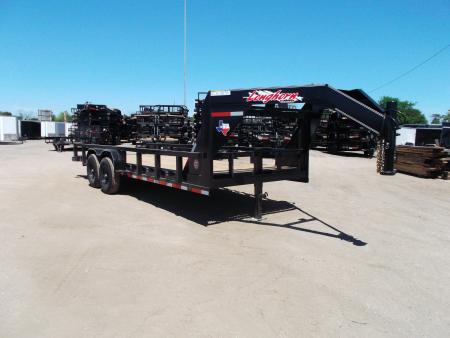 New 2026 Longhorn Trailers 83x20 Gooseneck 14K Utility Trailer / Lowboy Trailer / 7000# Axles / 3" Square Tubing / 5ft Heavy Duty Stow Away Ramps / LED Lights